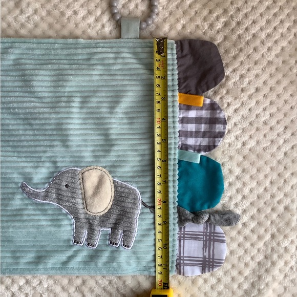 Modern Baby Corduroy Elephant Lovey Crinkle and Teething Rings Security Blanket - Picture 2 of 8